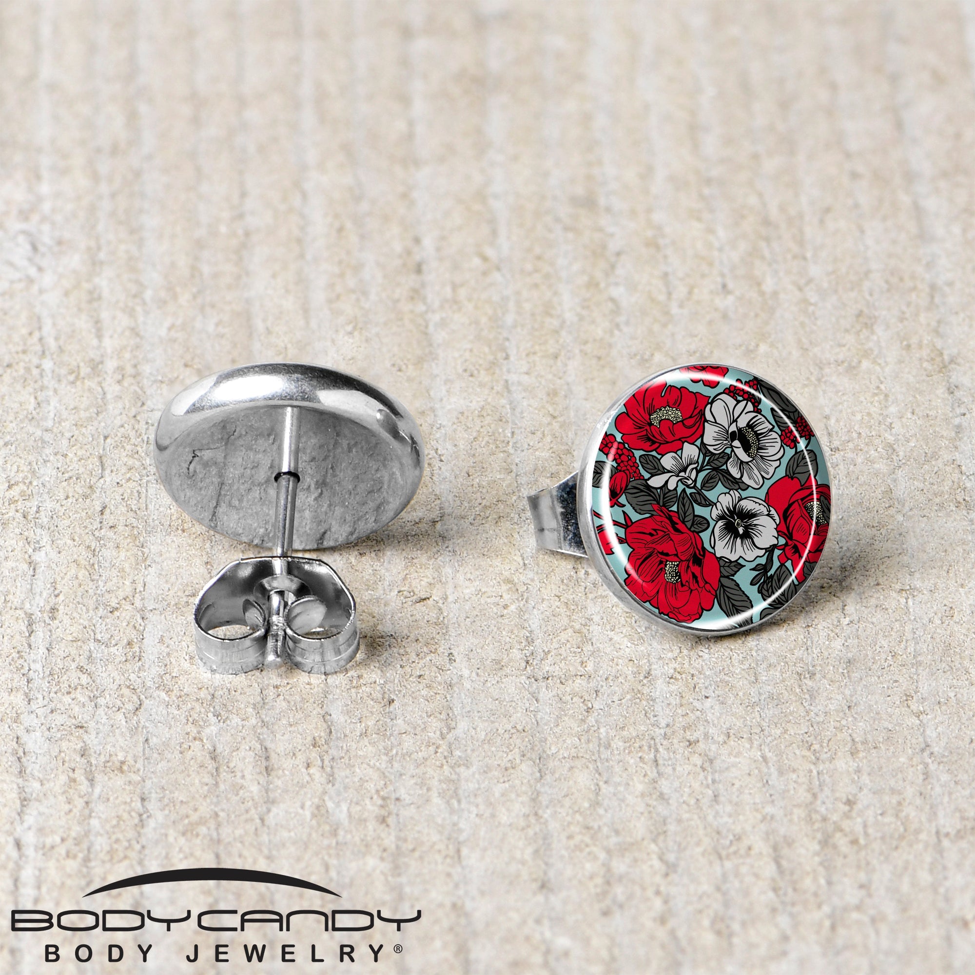BodyCandy Blossom Creation Vibrant Bloom of Flowers Stud Earrings by Onyx O — back view