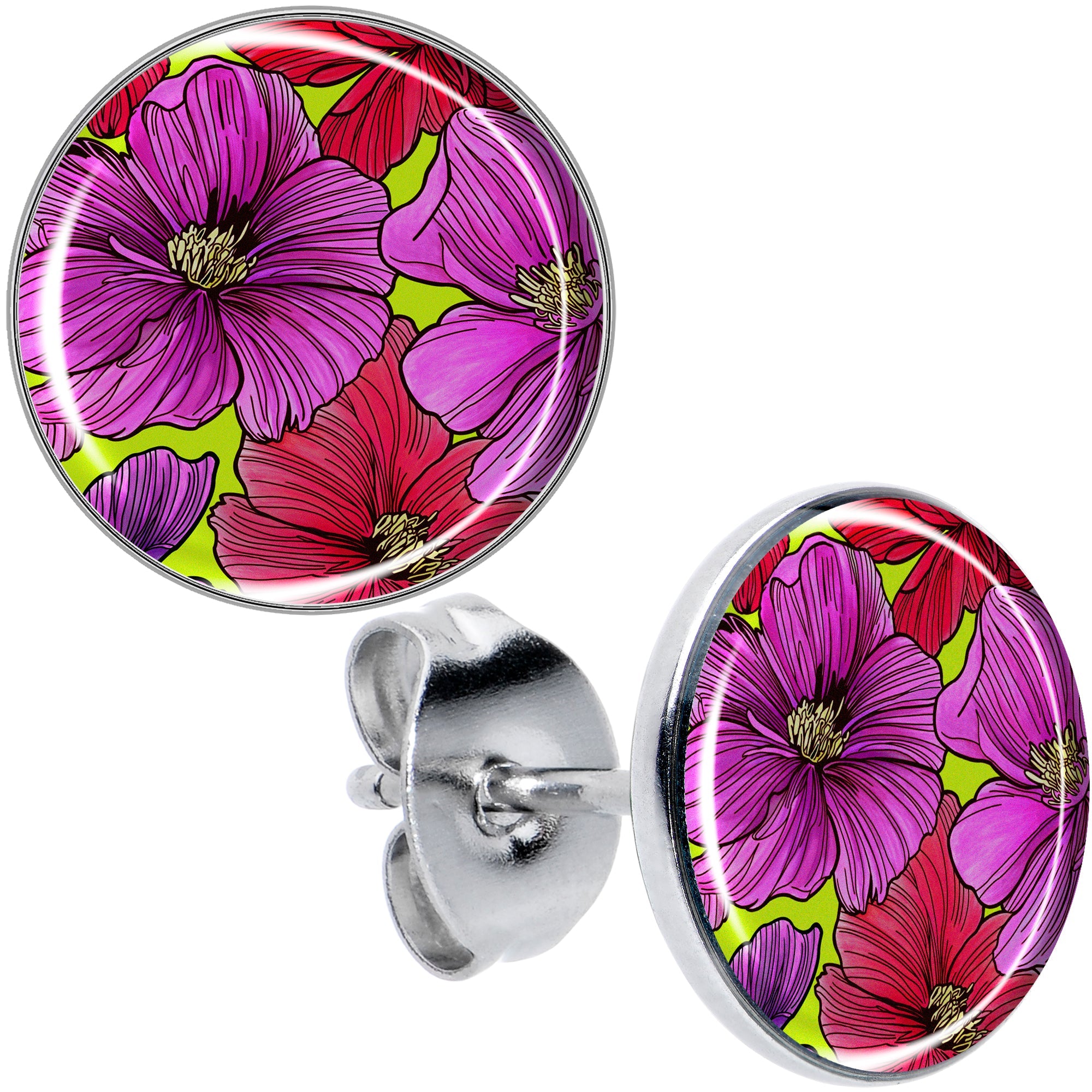 BodyCandy Blossom Creation Tropical Floral Flowers Stud Earrings by Onyx O — main product shot