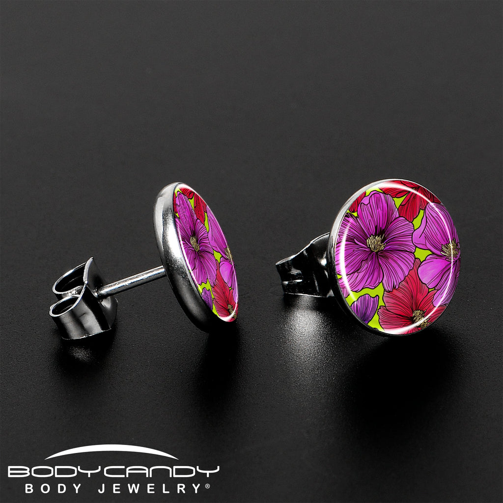 BodyCandy Blossom Creation Tropical Floral Flowers Stud Earrings by Onyx O — lifestyle context