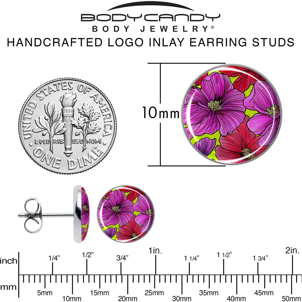BodyCandy Blossom Creation Tropical Floral Flowers Stud Earrings by Onyx O — alternative angle