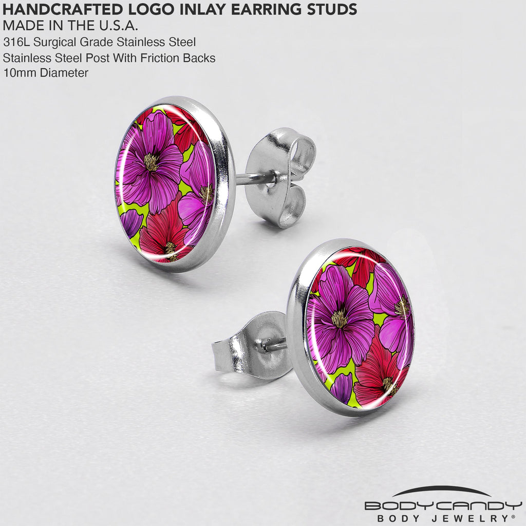 BodyCandy Blossom Creation Tropical Floral Flowers Stud Earrings by Onyx O — in-use photo