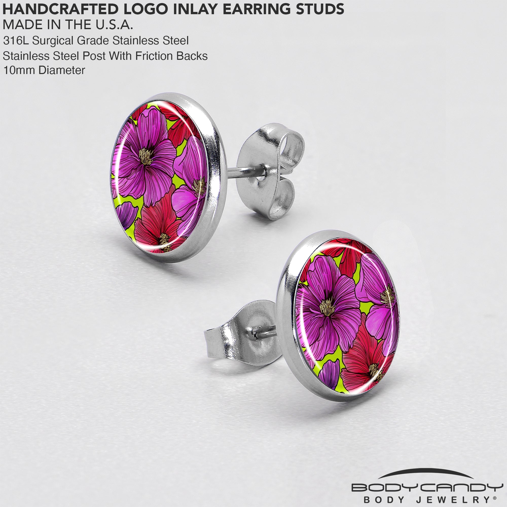BodyCandy Blossom Creation Tropical Floral Flowers Stud Earrings by Onyx O — in-use photo