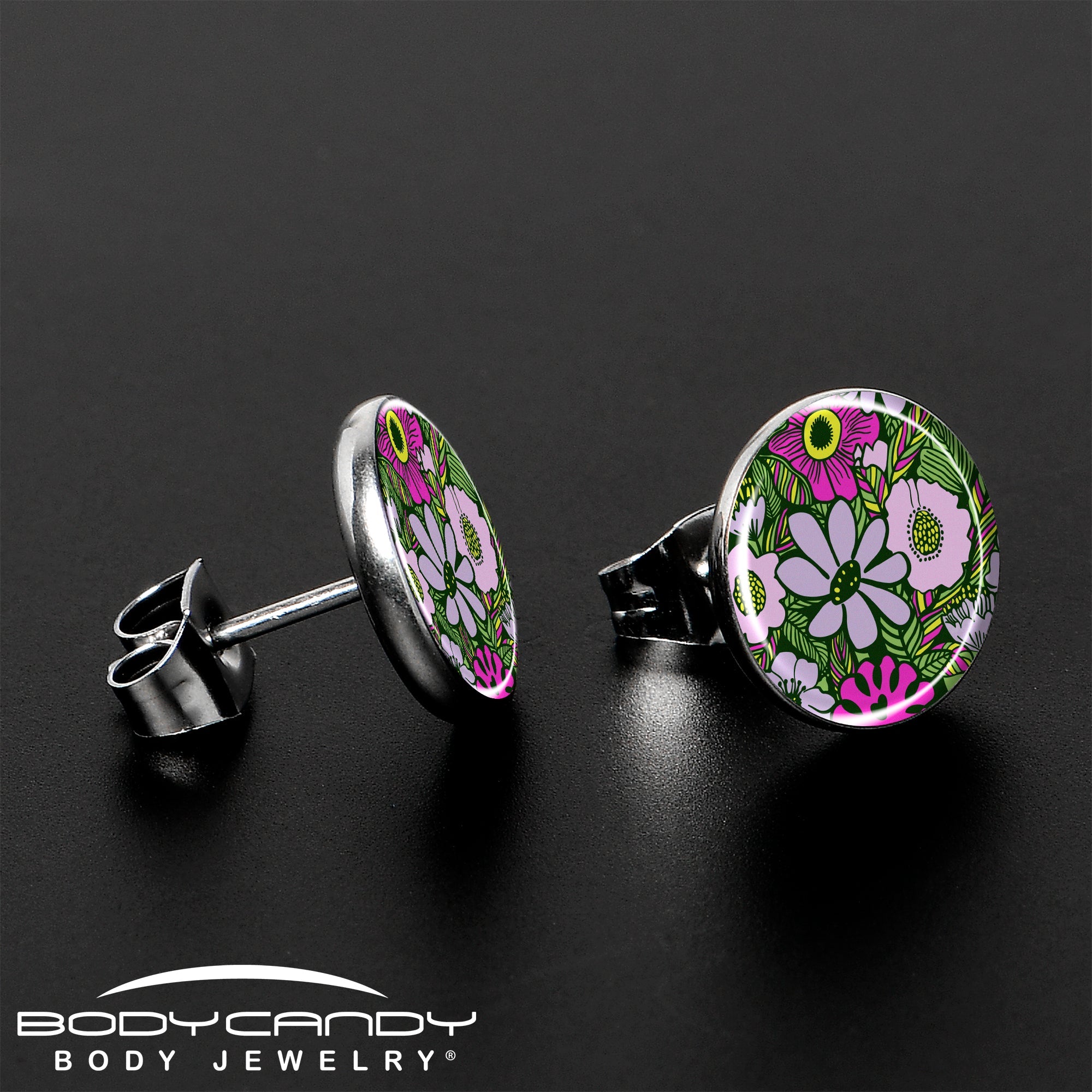 BodyCandy Blossom Creation Paradise of Pink Flowers Stud Earrings by Onyx O — lifestyle context