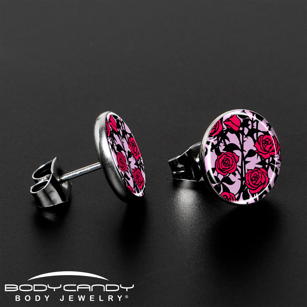 BodyCandy Blossom Creation Floral Love of Roses Stud Earrings by Onyx O — lifestyle context