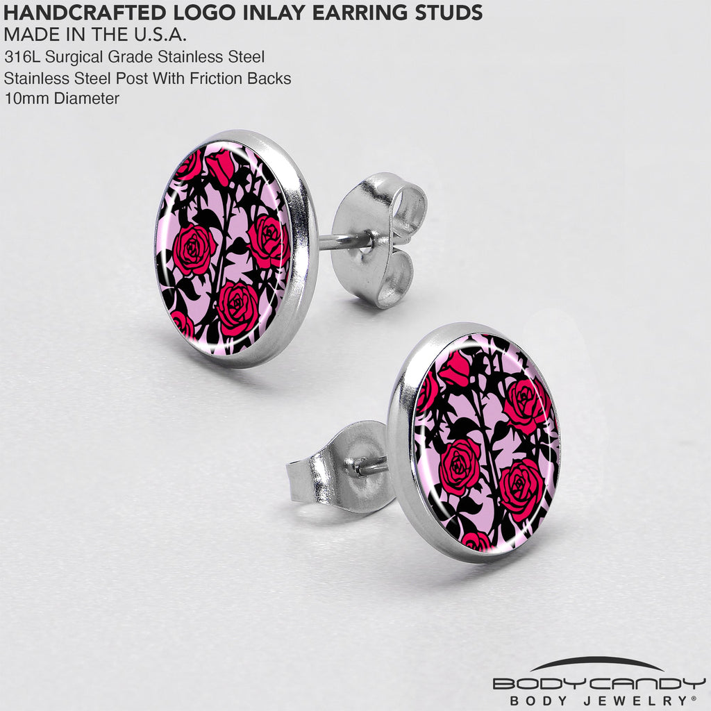 BodyCandy Blossom Creation Floral Love of Roses Stud Earrings by Onyx O — in-use photo