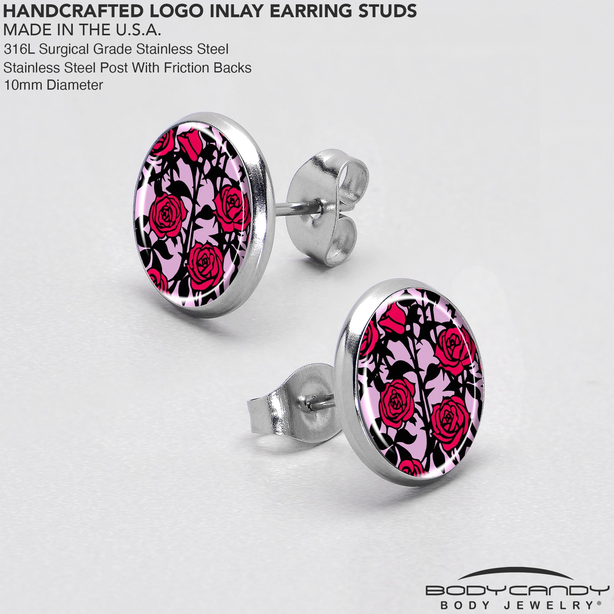 BodyCandy Blossom Creation Floral Love of Roses Stud Earrings by Onyx O — in-use photo