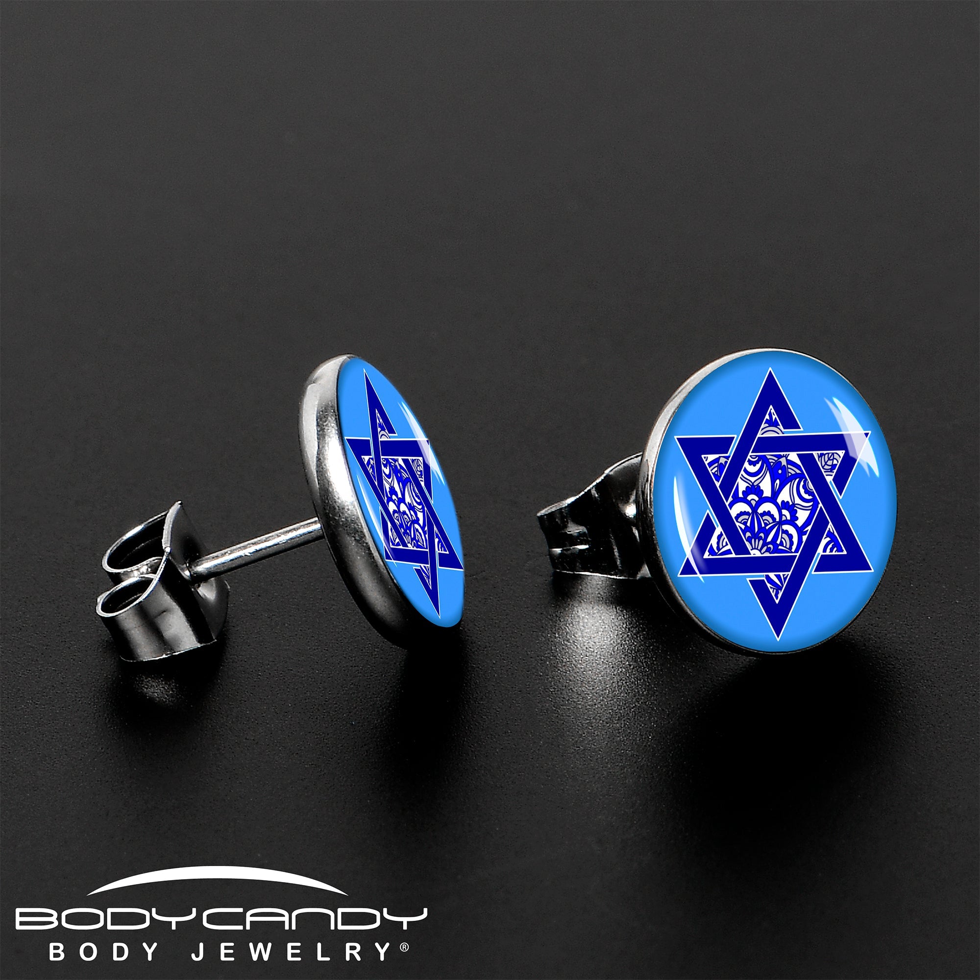 BodyCandy Floral Star of David Stud Earrings by Onyx O — lifestyle context