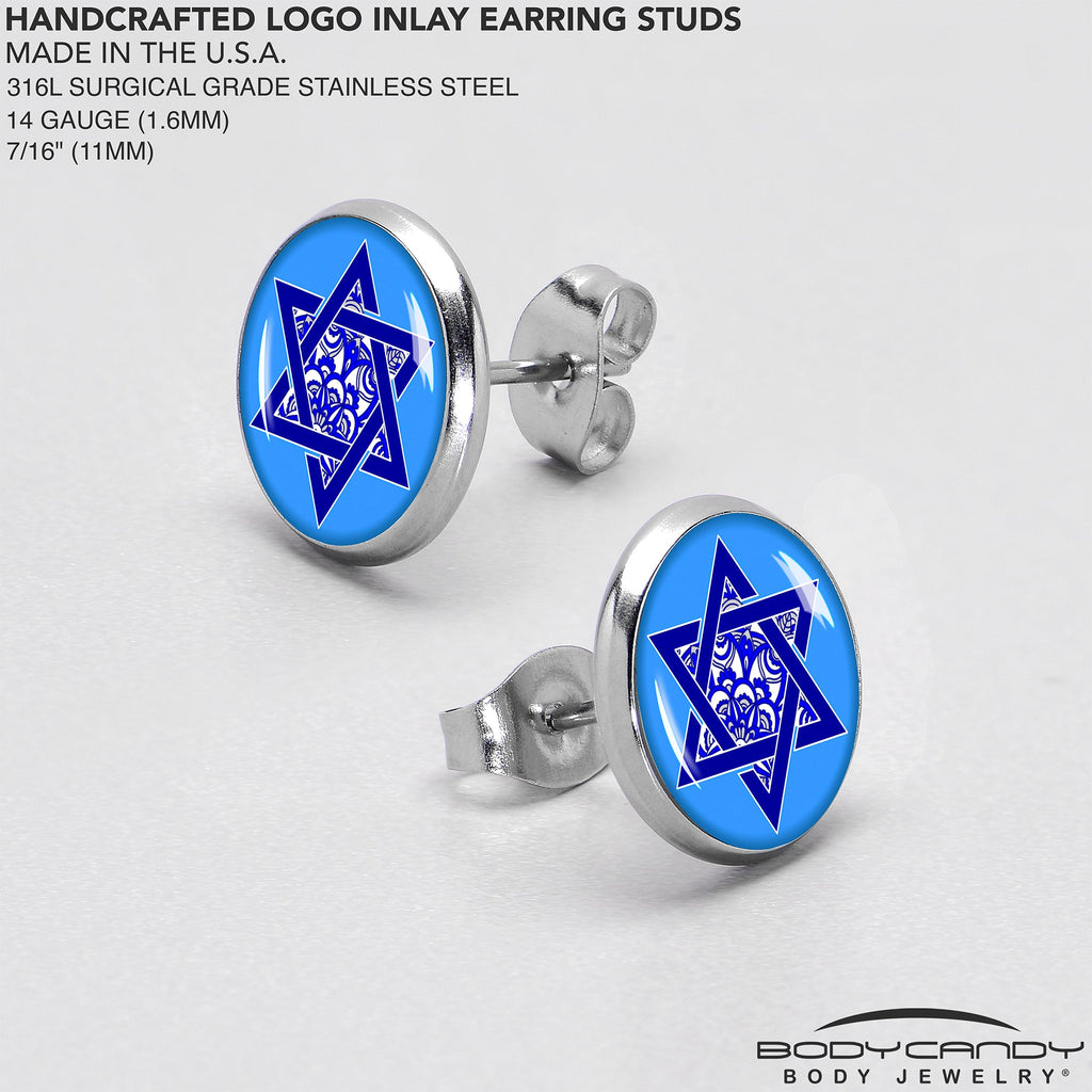 BodyCandy Floral Star of David Stud Earrings by Onyx O — alternative angle
