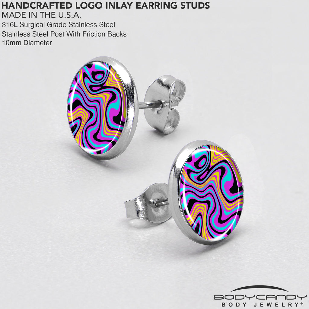 BodyCandy Funky Swirls Stud Earrings by Onyx O — in-use photo