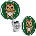 BodyCandy Christmas Holiday Gingerbrread Kitty Cat Stud Earrings by Onyx O — main product shot