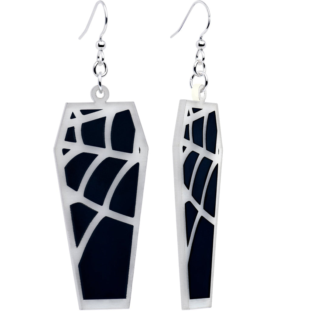 BodyCandy Glowing Spider Web Coffin Glow in the Dark Dangle Earrings by Onyx O — side view