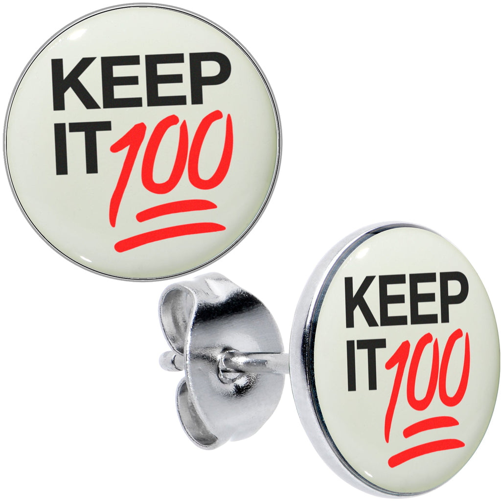 BodyCandy Keep it 100 Glow in the Dark Stud Earrings by Onyx O — main product shot