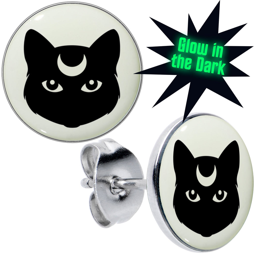 BodyCandy Mystic Kitty Cat Glow in the Dark Stud Earrings by Onyx O — main product shot