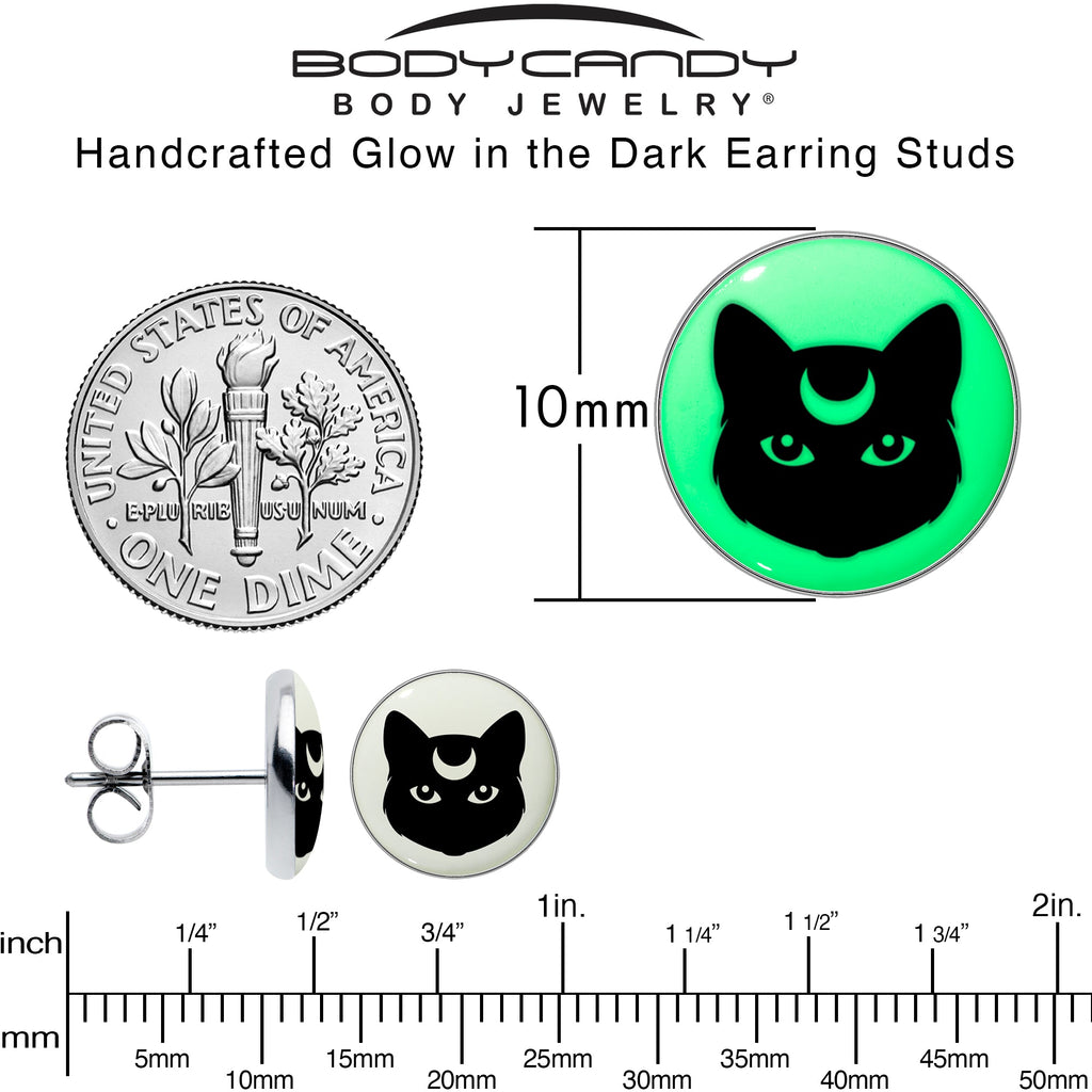 BodyCandy Mystic Kitty Cat Glow in the Dark Stud Earrings by Onyx O — alternative angle