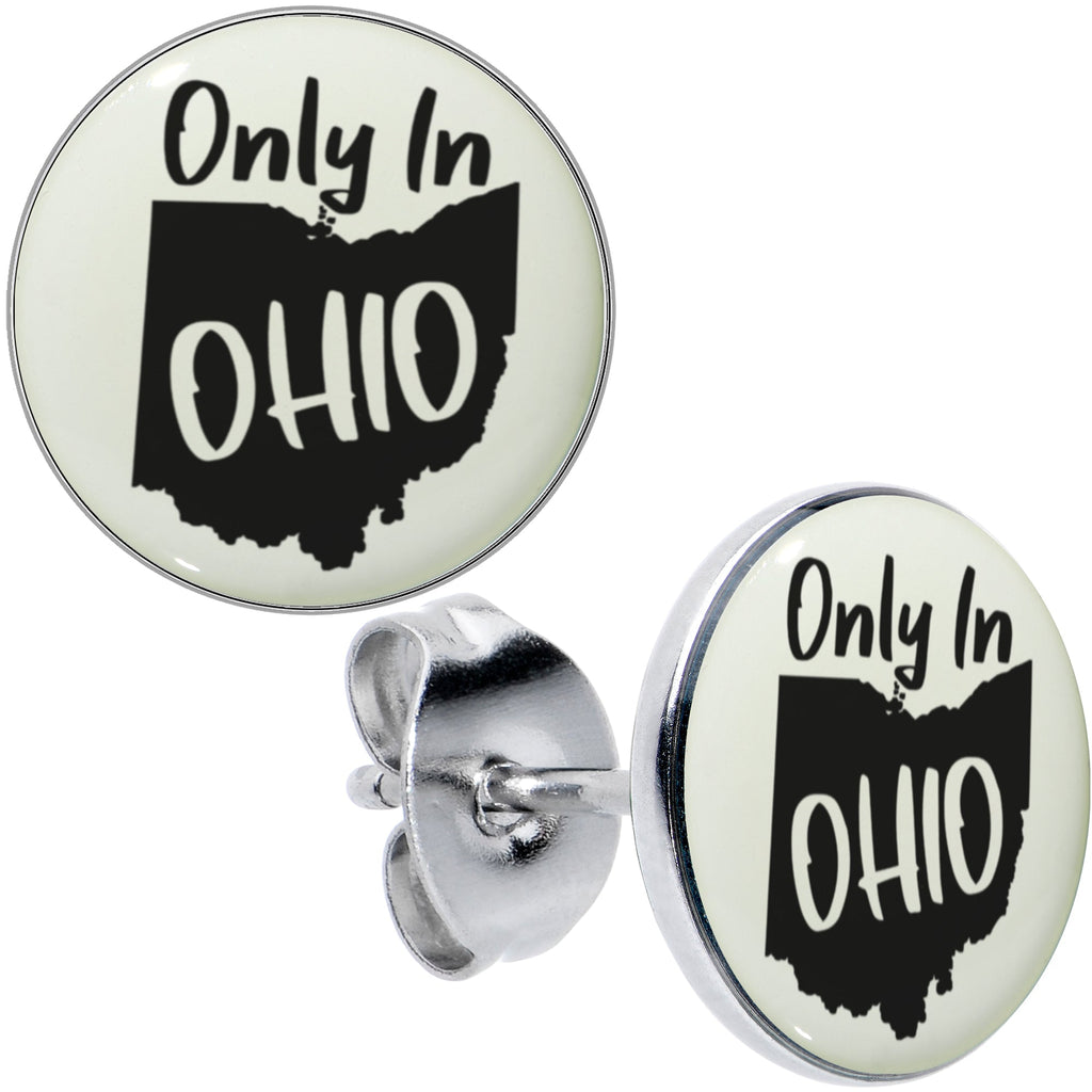 BodyCandy Only in Ohio Glow in the Dark Stud Earrings by Onyx O — main product shot