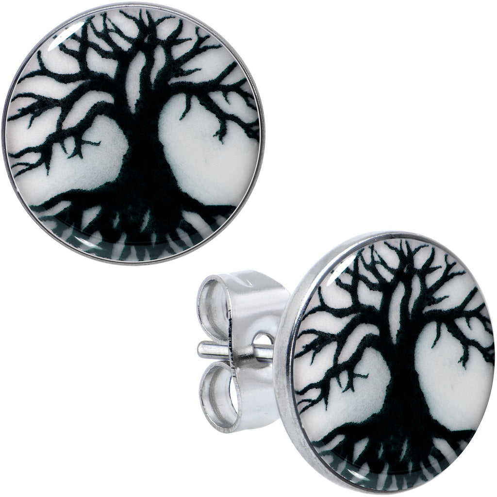 BodyCandy Stainless Steel Tree of Life Glow in the Dark Stud Earrings by Onyx O — color detail