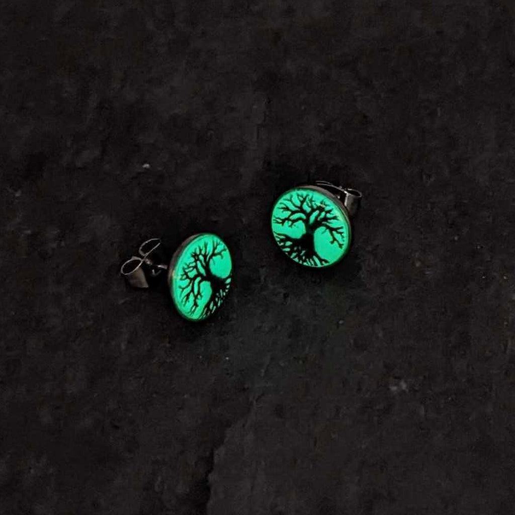 BodyCandy Stainless Steel Tree of Life Glow in the Dark Stud Earrings by Onyx O — lifestyle context