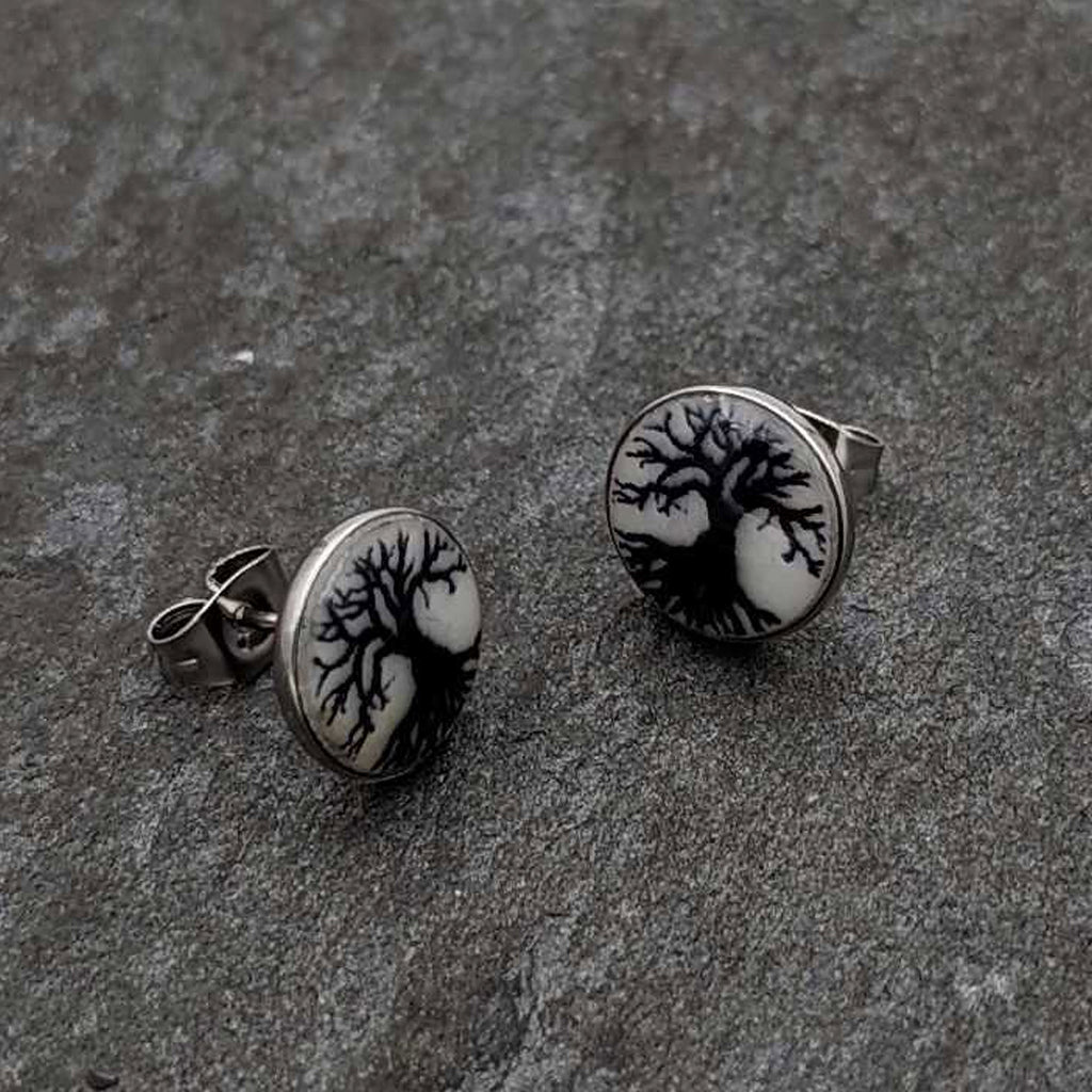 BodyCandy Stainless Steel Tree of Life Glow in the Dark Stud Earrings by Onyx O — side view