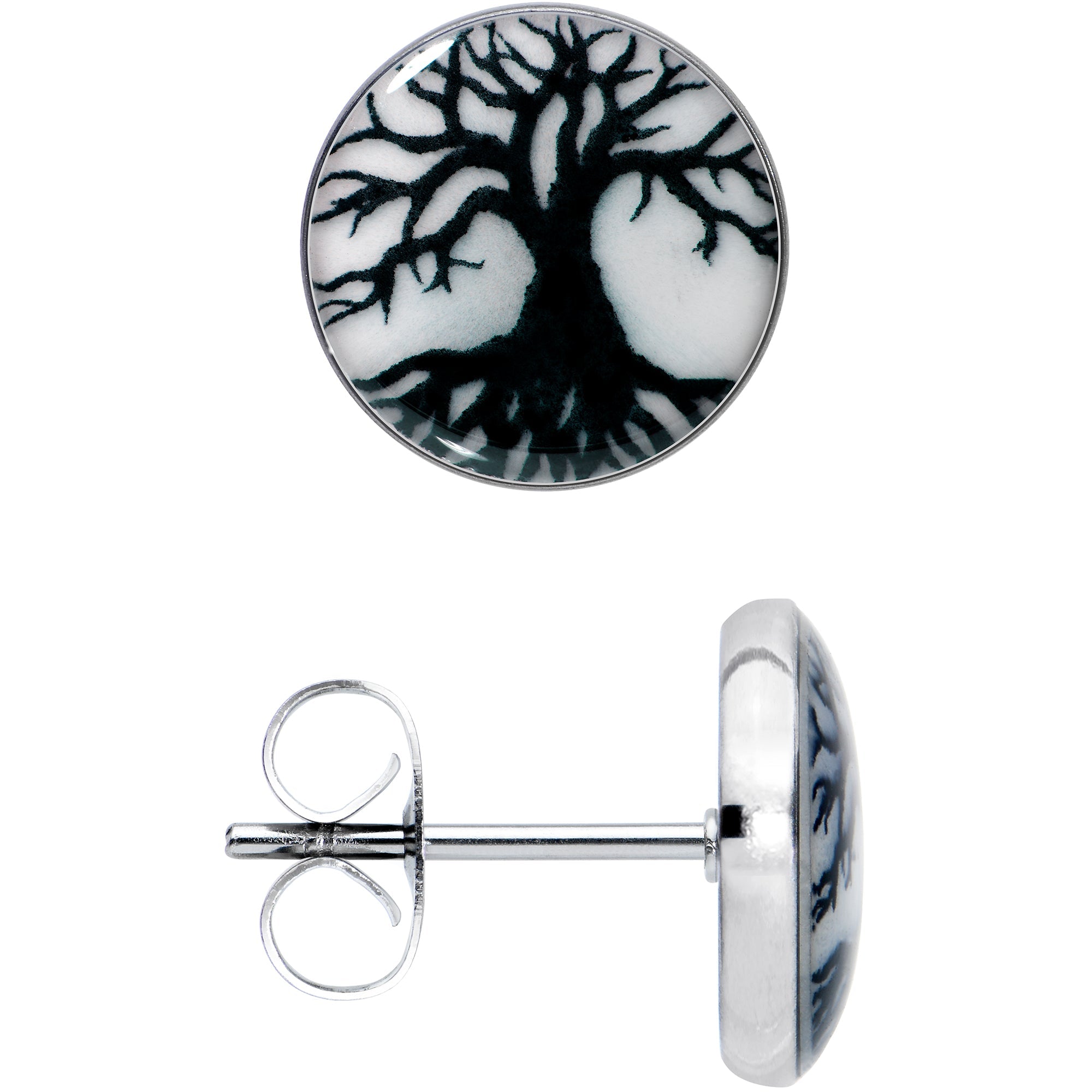 BodyCandy Stainless Steel Tree of Life Glow in the Dark Stud Earrings by Onyx O — size reference