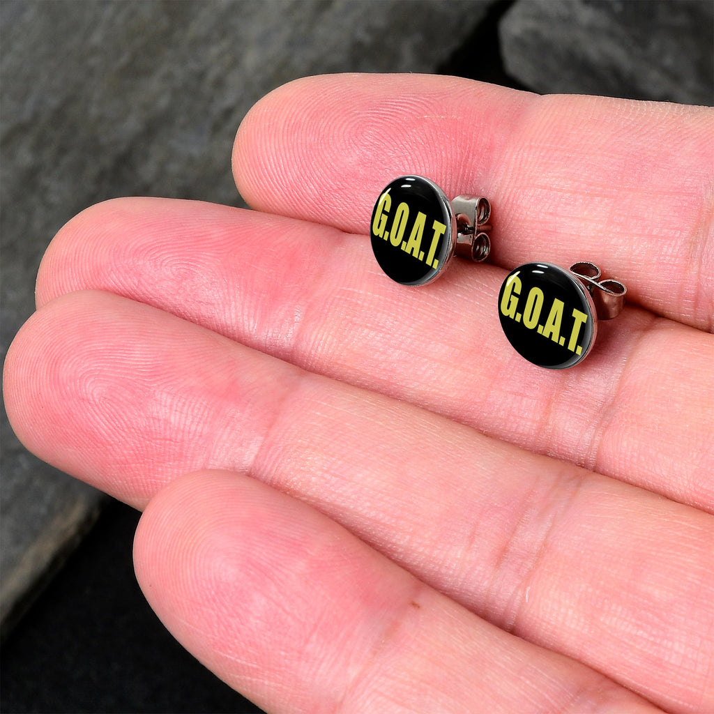 BodyCandy G.O.A.T. Stud Earrings by Onyx O — detail close-up