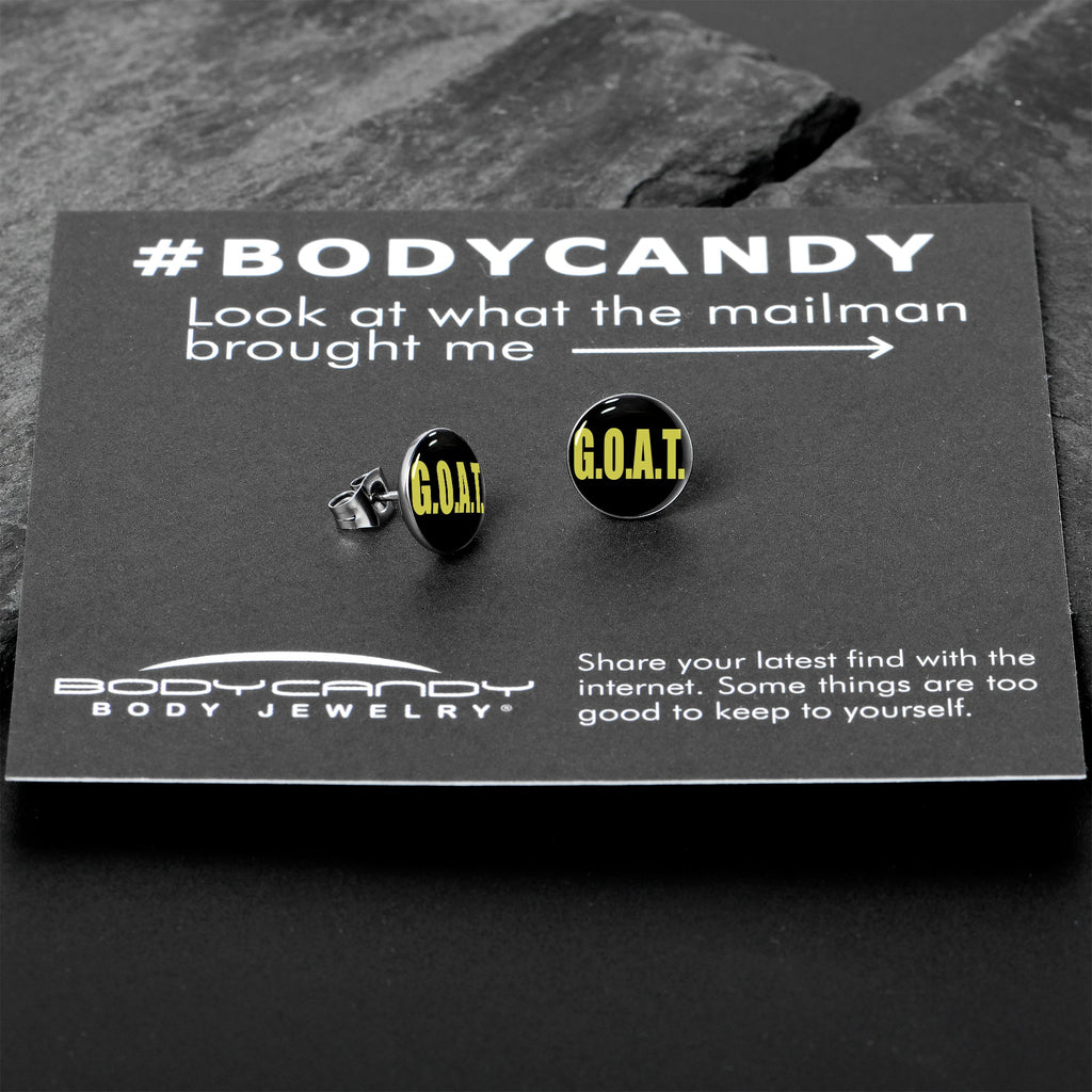 BodyCandy G.O.A.T. Stud Earrings by Onyx O — in-use photo