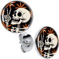BodyCandy Peace Sign Skeleton Stud Earrings by Onyx O — main product shot