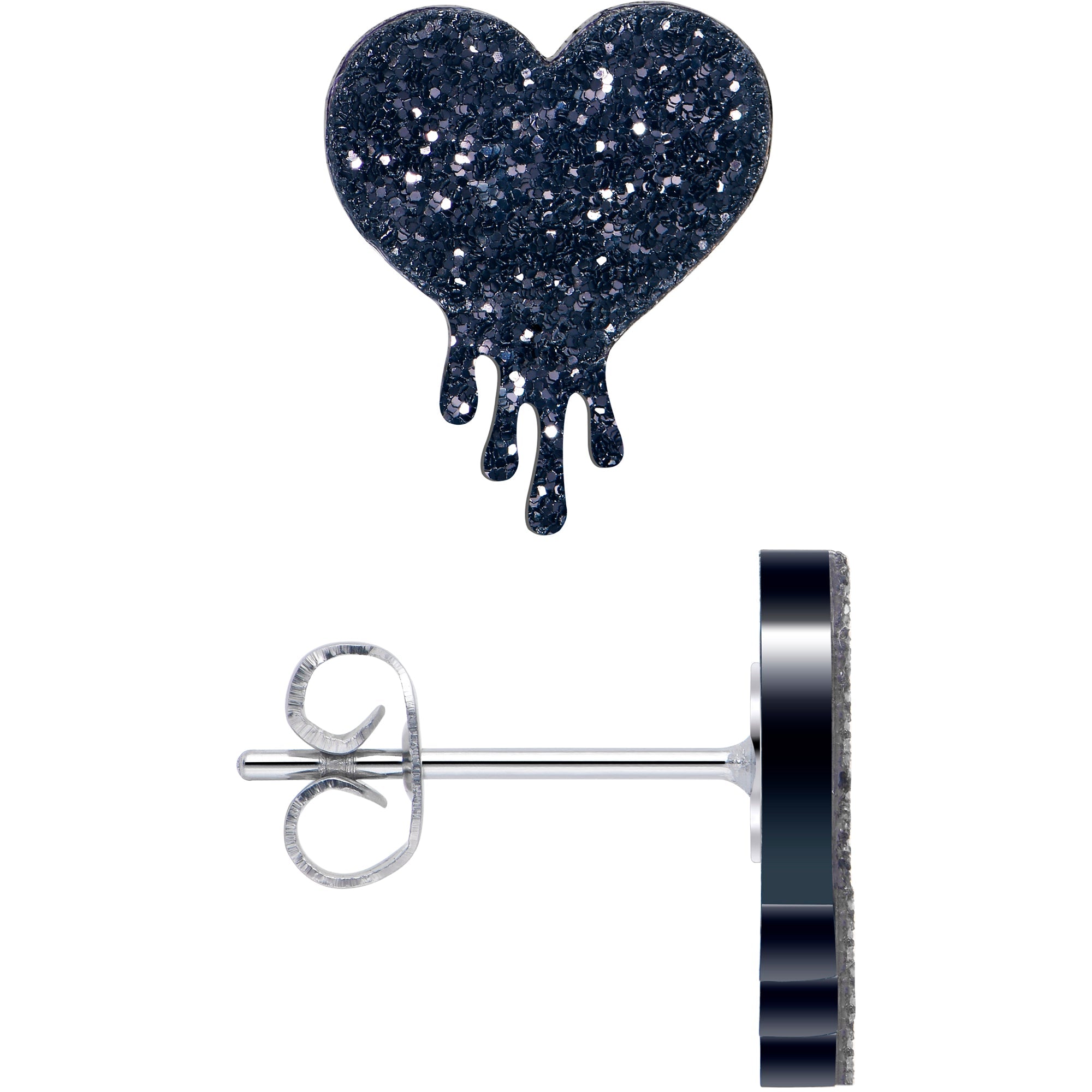 BodyCandy Glitter Melting Heart Stud Earrings — alternative angle