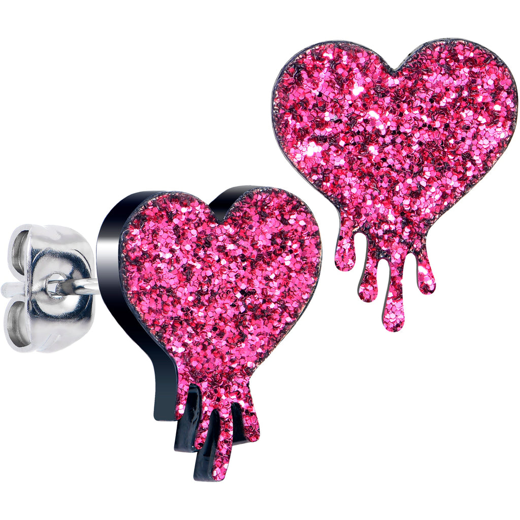 BodyCandy Glitter Melting Heart Stud Earrings — lifestyle context