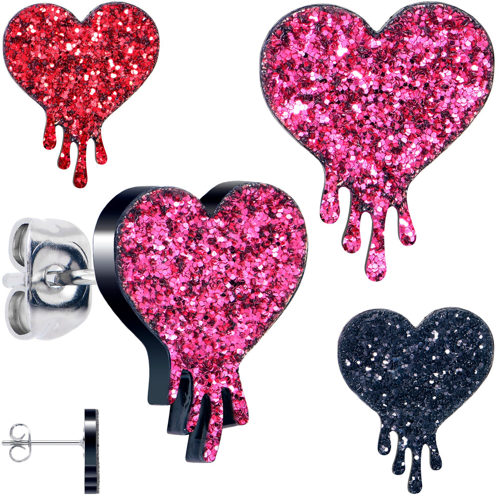 BodyCandy Glitter Melting Heart Stud Earrings — main product shot