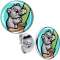 BodyCandy Cute Biting Baby Hippo Stud Earrings — main product shot