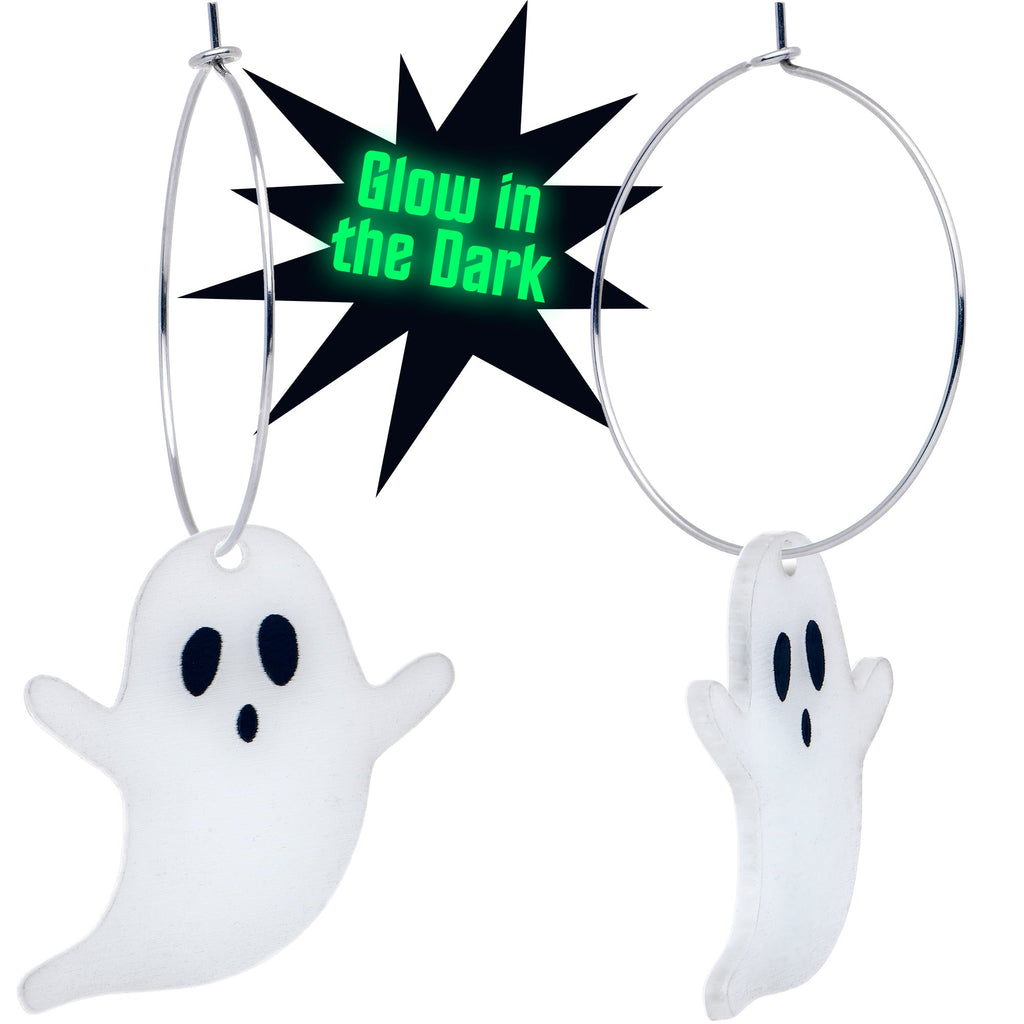 BodyCandy Acrylicious Glow in the Dark Haunting Ghost Hoop Earrings — main product shot