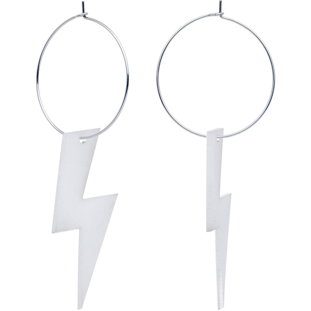 BodyCandy Acrylicious Glow in the Dark Lightning Bolt Hoop Earrings — lifestyle context