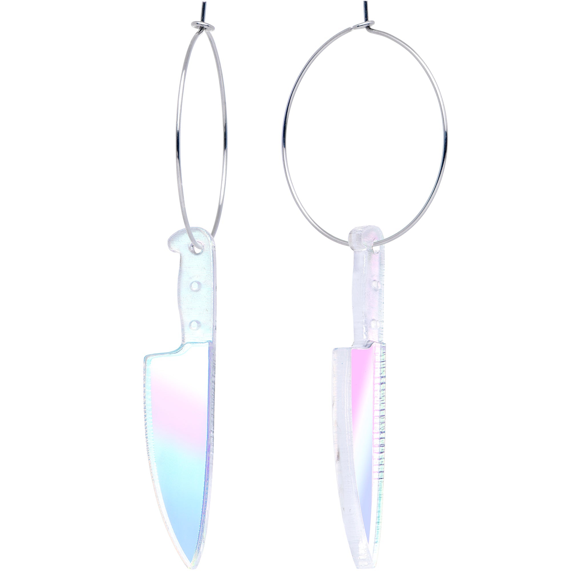 BodyCandy Acrylicious Knife Hoop Earrings — main product shot