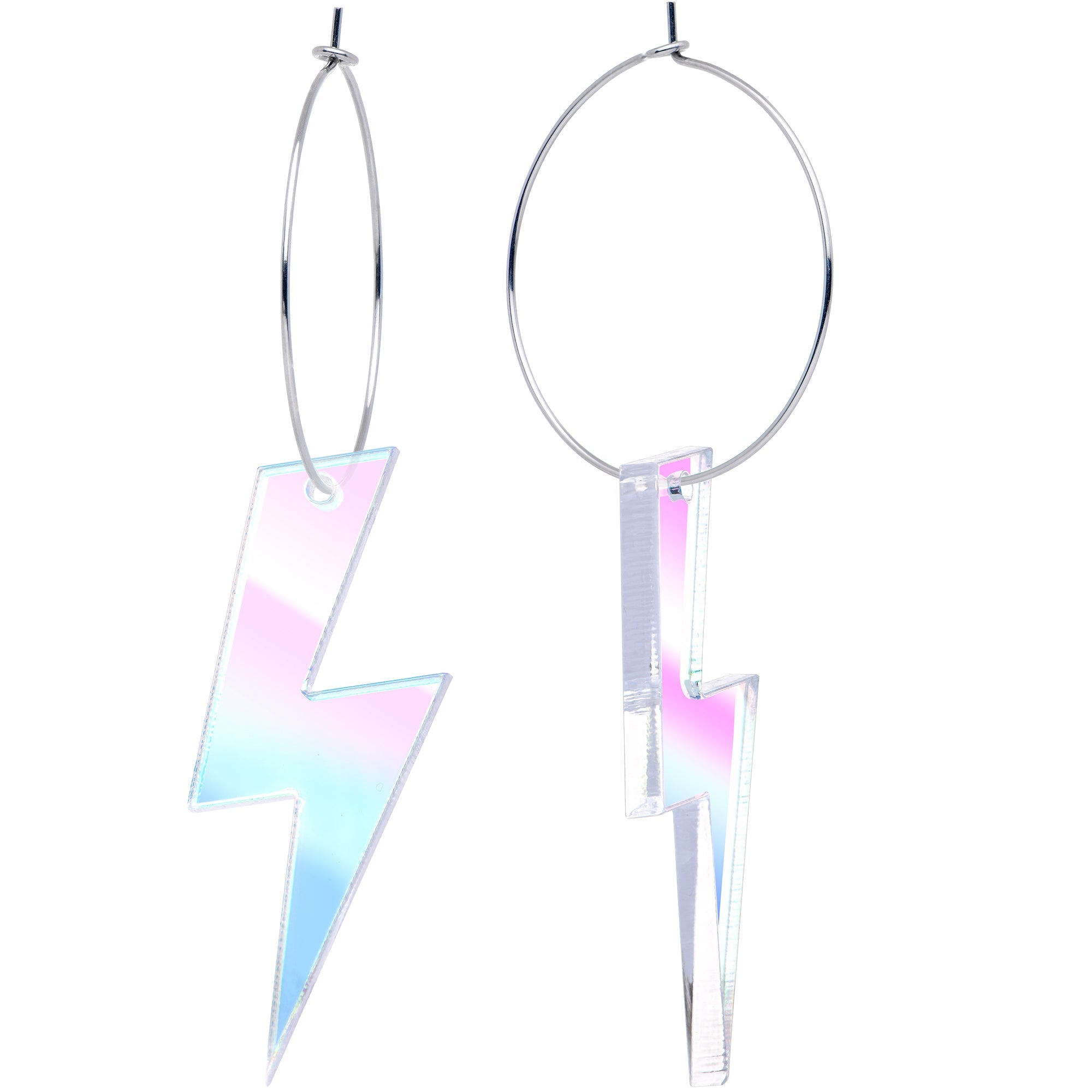 BodyCandy Acrylicious Lightning Bolt Hoop Earrings — main product shot