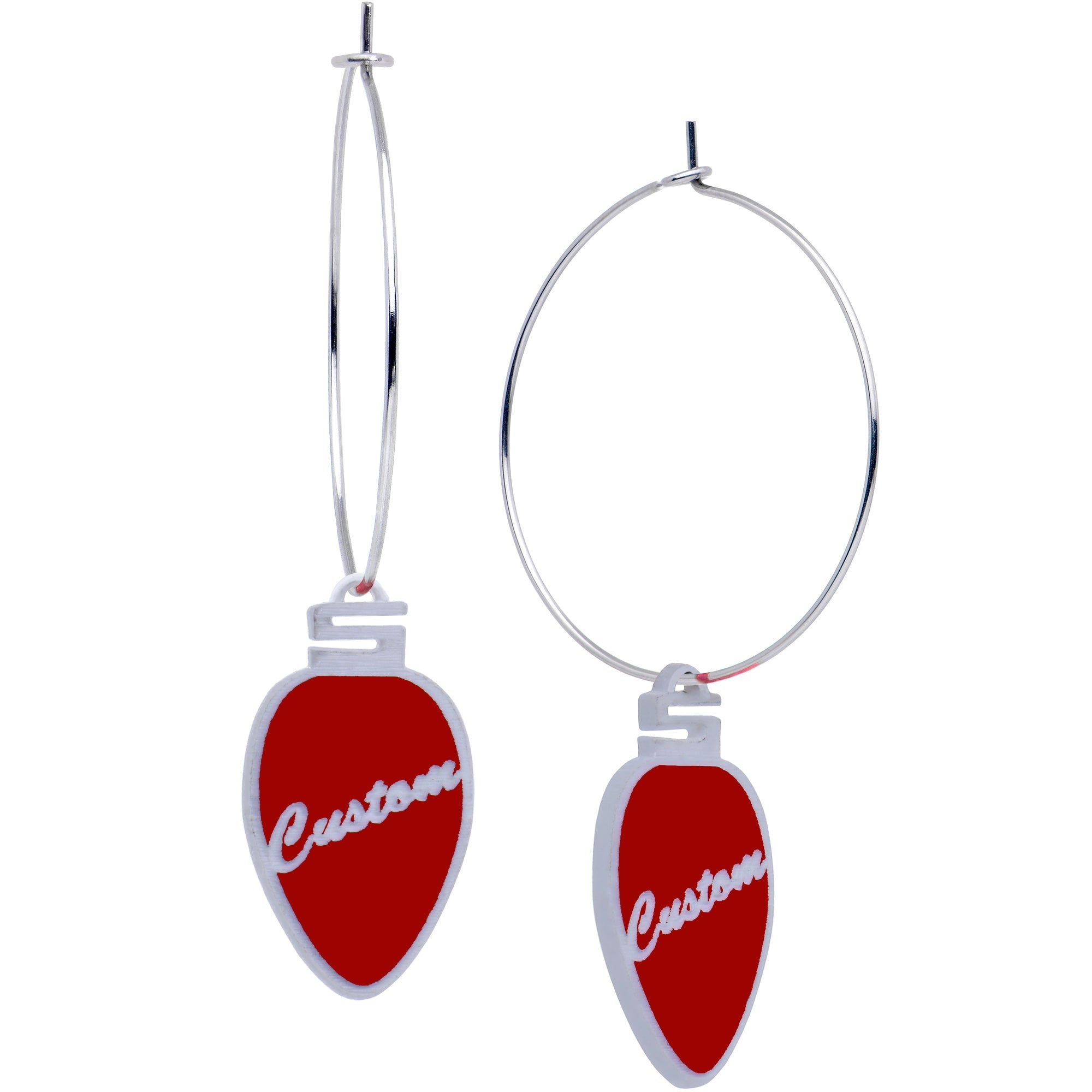 BodyCandy Custom Red Holiday Ornament Personalized Hoop Earrings — main product shot