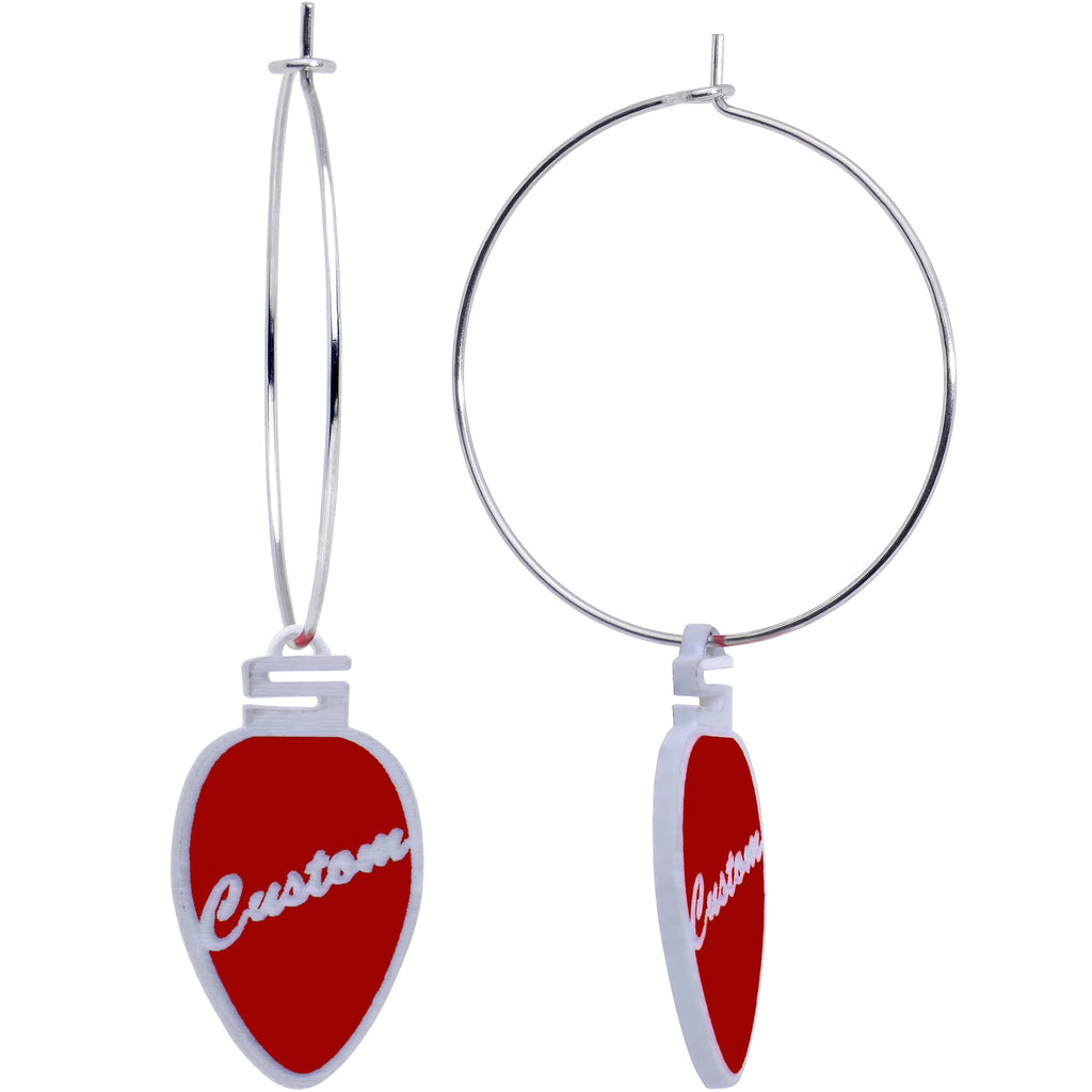 BodyCandy Custom Red Holiday Ornament Personalized Hoop Earrings — side view