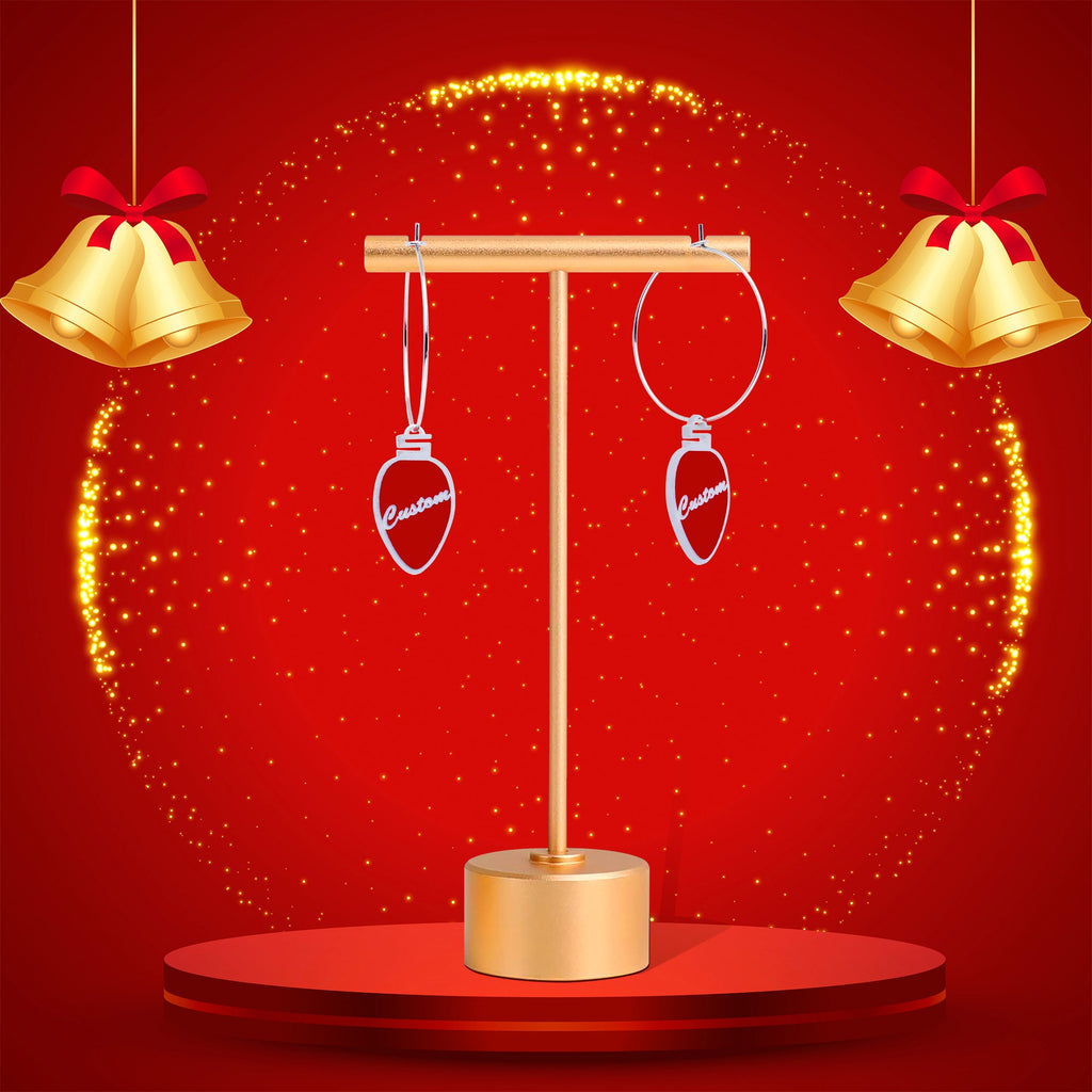 BodyCandy Custom Red Holiday Ornament Personalized Hoop Earrings — back view