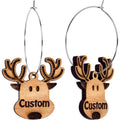BodyCandy Custom Natural Wood Holiday Reindeer Personalized Hoop Earrings — main product shot