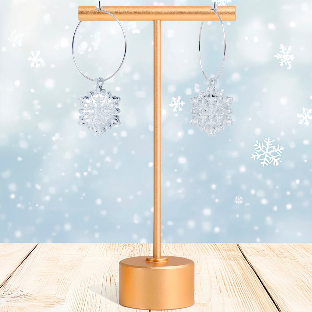 BodyCandy Ice Clear Winter Snowflake Hoop Earrings — alternative angle