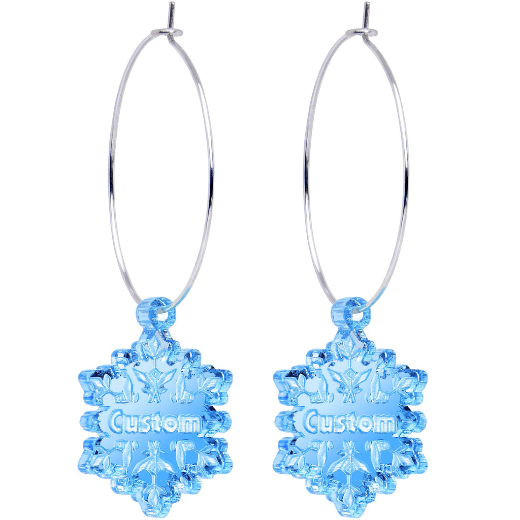BodyCandy Custom Blue Winter Snowflake Personalized Hoop Earrings — main product shot