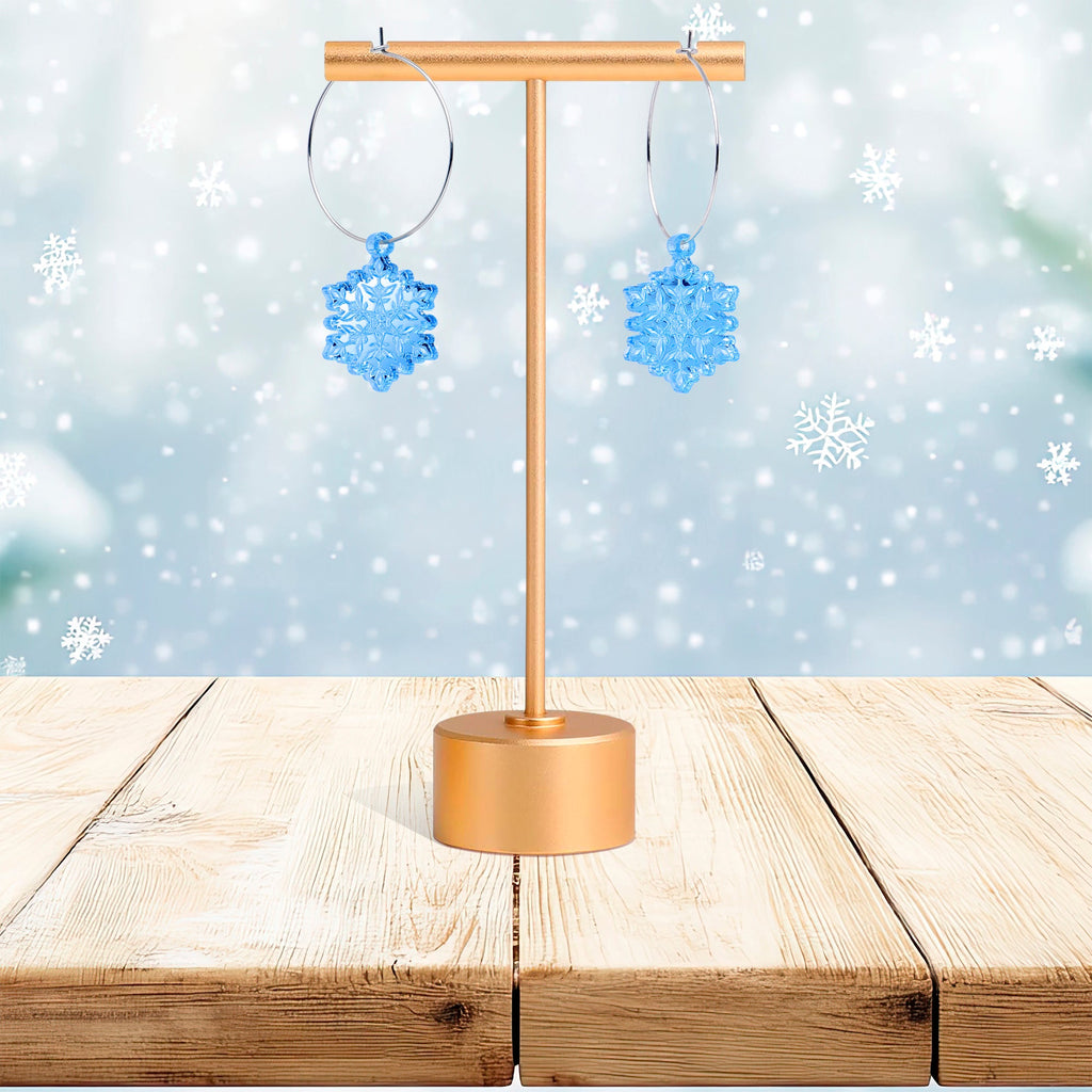 BodyCandy Ice Blue Winter Snowflake Hoop Earrings — alternative angle