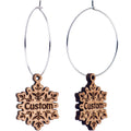 BodyCandy Custom Natural Wood Snowflake Personalized Hoop Earrings — main product shot