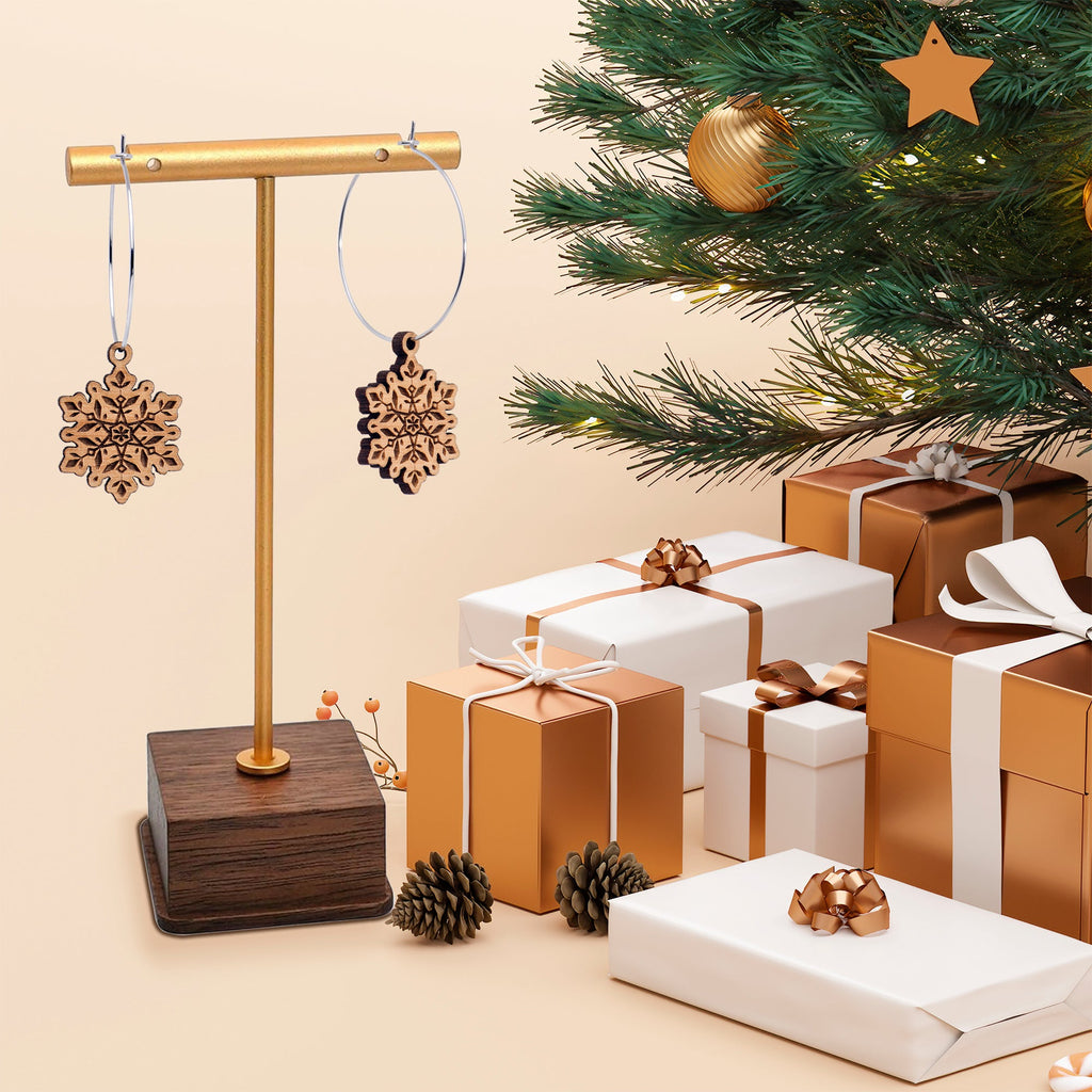 BodyCandy Natural Wood Snowflake Hoop Earrings — lifestyle context