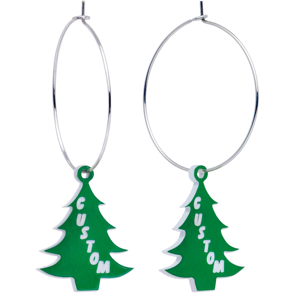 BodyCandy Custom Christmas Tree Personalized Hoop Earrings — main product shot