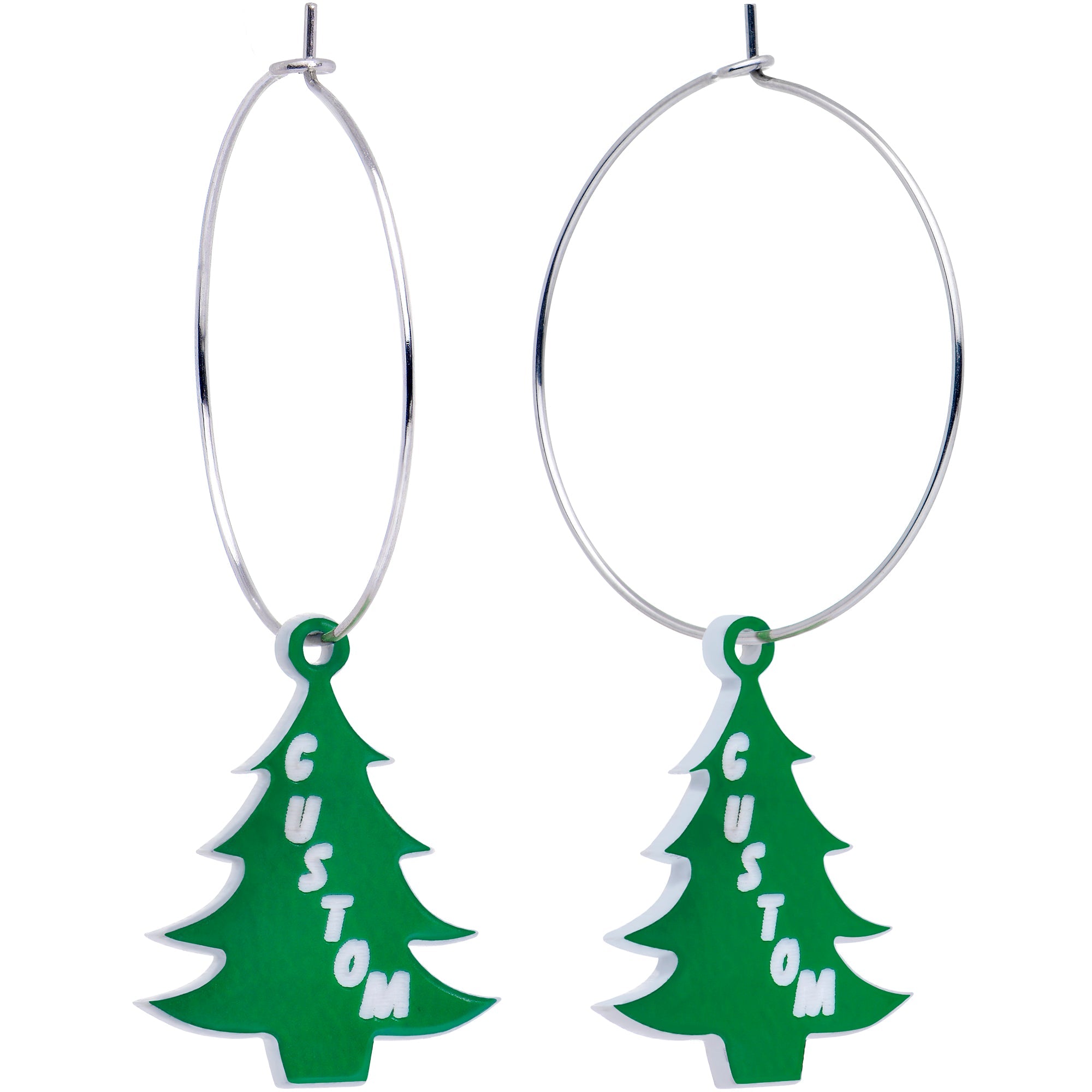 BodyCandy Custom Christmas Tree Personalized Hoop Earrings — main product shot