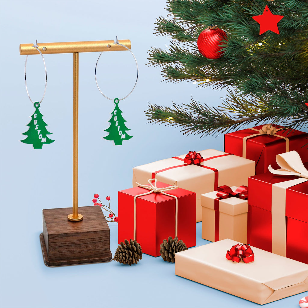 BodyCandy Custom Christmas Tree Personalized Hoop Earrings — lifestyle context