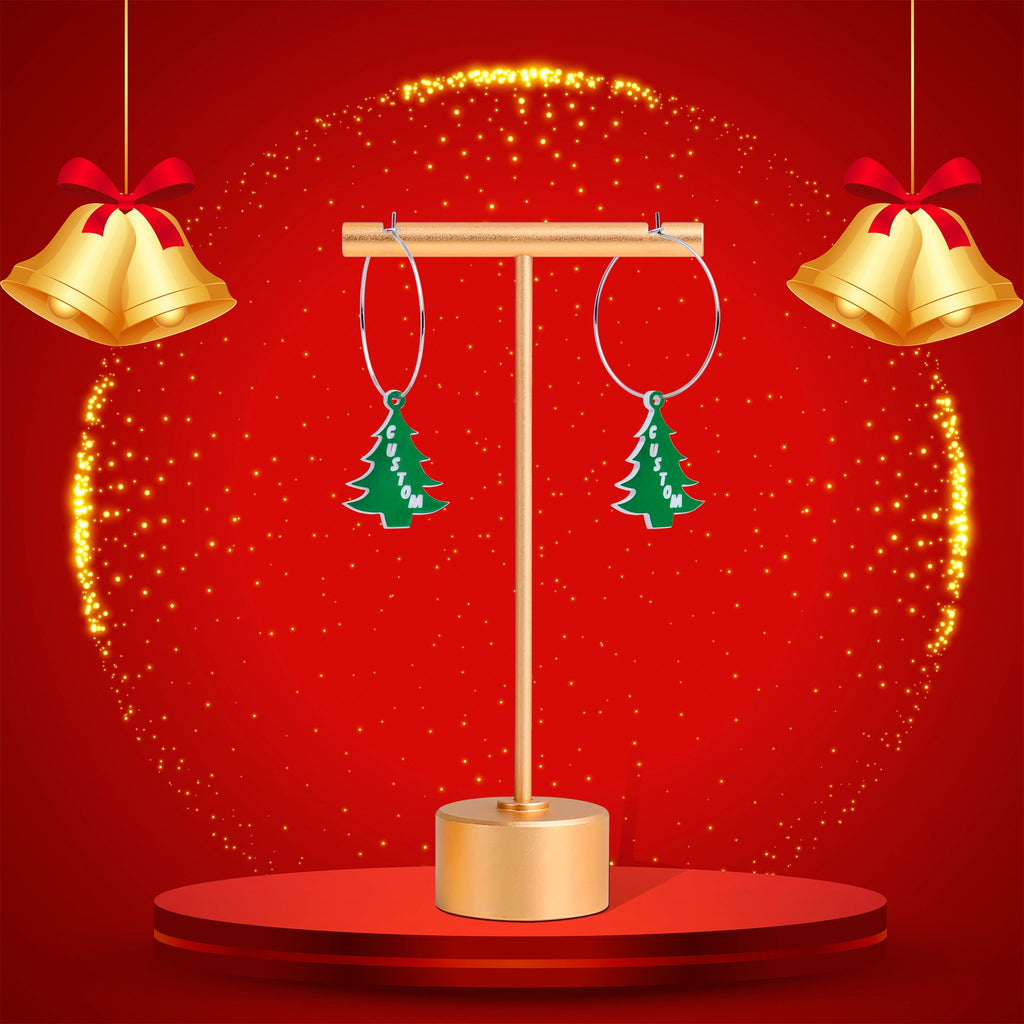 BodyCandy Custom Christmas Tree Personalized Hoop Earrings — back view