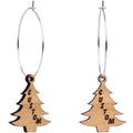 BodyCandy Custom Natural Wood Christmas Tree Personalized Hoop Earrings — main product shot