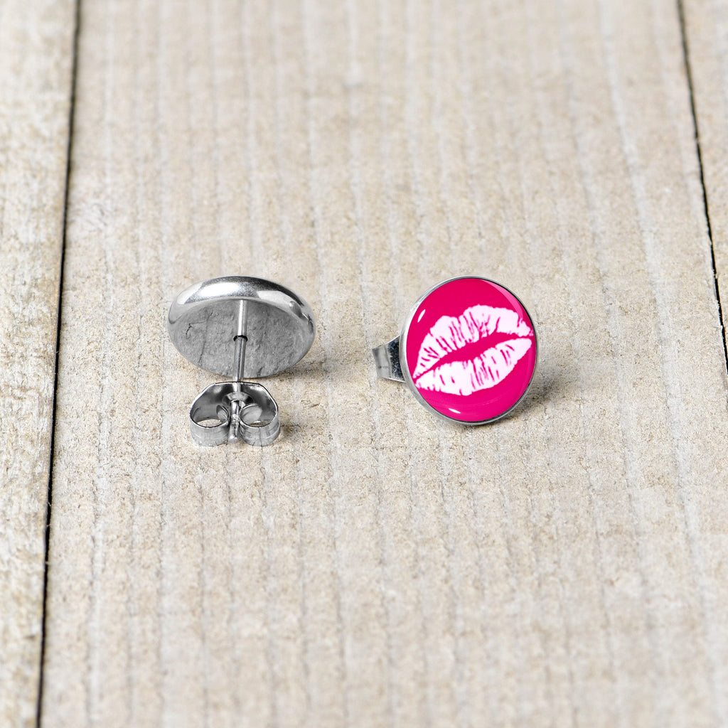 BodyCandy Red Hot Lips Stud Earrings by Onyx O — back view