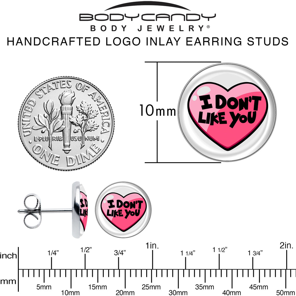 BodyCandy I Don't Like You Valentine Heart Stud Earrings — alternative angle